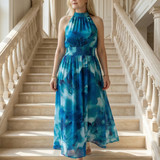 Sanja | Robe midi à bretelles avec taille froncée
