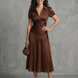 Ivana | Robe midi avec taille froncée