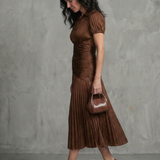 Ivana | Robe midi avec taille froncée