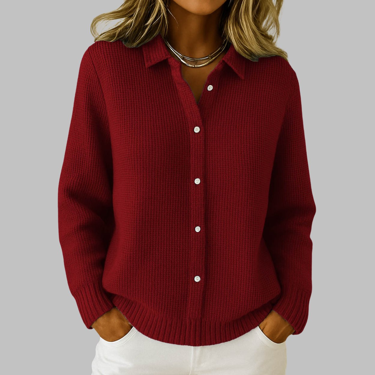 Neige | Cardigan Boutonné en Tricot Classique