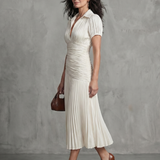 Ivana | Robe midi avec taille froncée