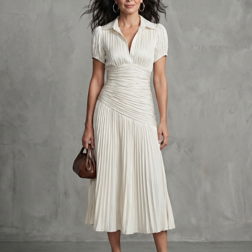 Ivana | Robe midi avec taille froncée