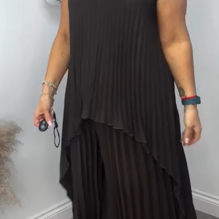 Sherry™ Midi Plissé Dress & Wide Leg Pant Set