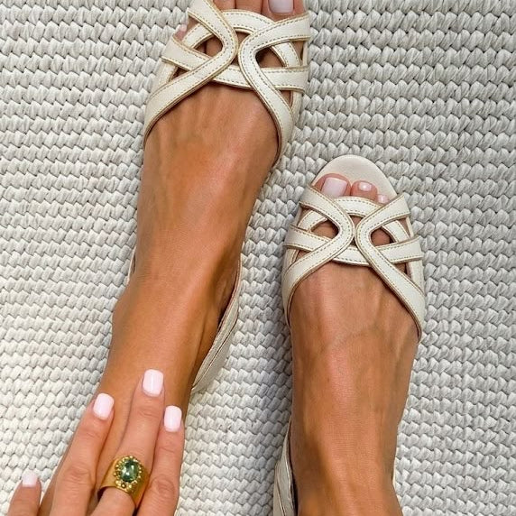 Camilla | Sandales Tressées Élégantes en Couleur Crème