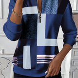 Aveline | Sweat-shirt décontracté avec demi-zip et imprimé