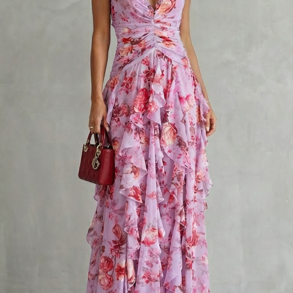 Robe Longue Élégante à Col Halter - Maison Claire et Sylvie