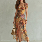 Snežana | Robe midi avec des manches volantées et une fente