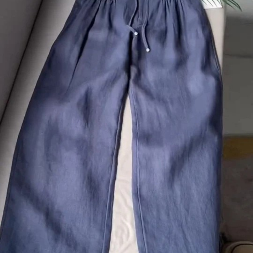Camille | Pantalon large en coton et lin mélangés