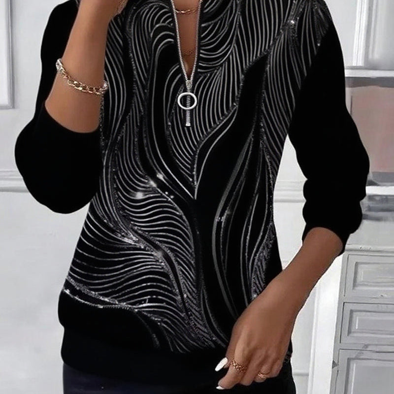 Anaïs-Claire | Sweat-shirt zippé imprimé décontracté
