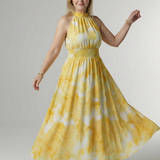 Sanja | Robe midi à bretelles avec taille froncée