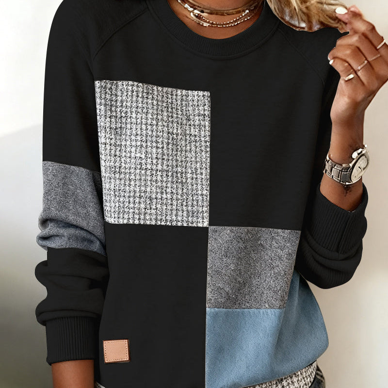 Sidonie | Sweatshirt décontracté à col rond en contraste de couleurs