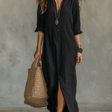 Noémie – Robe chemise bohème longue