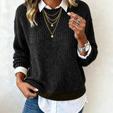 Cyrielle | Pull avec col de chemise et design patchwork