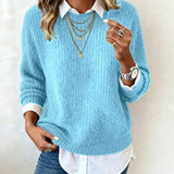 Cyrielle | Pull avec col de chemise et design patchwork