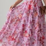 Dragana | Robe Maxi Fleurie à Bretelles avec Bodice Froncé