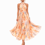 Robe Halter Aurora | Élégance intemporelle en satin luxueux