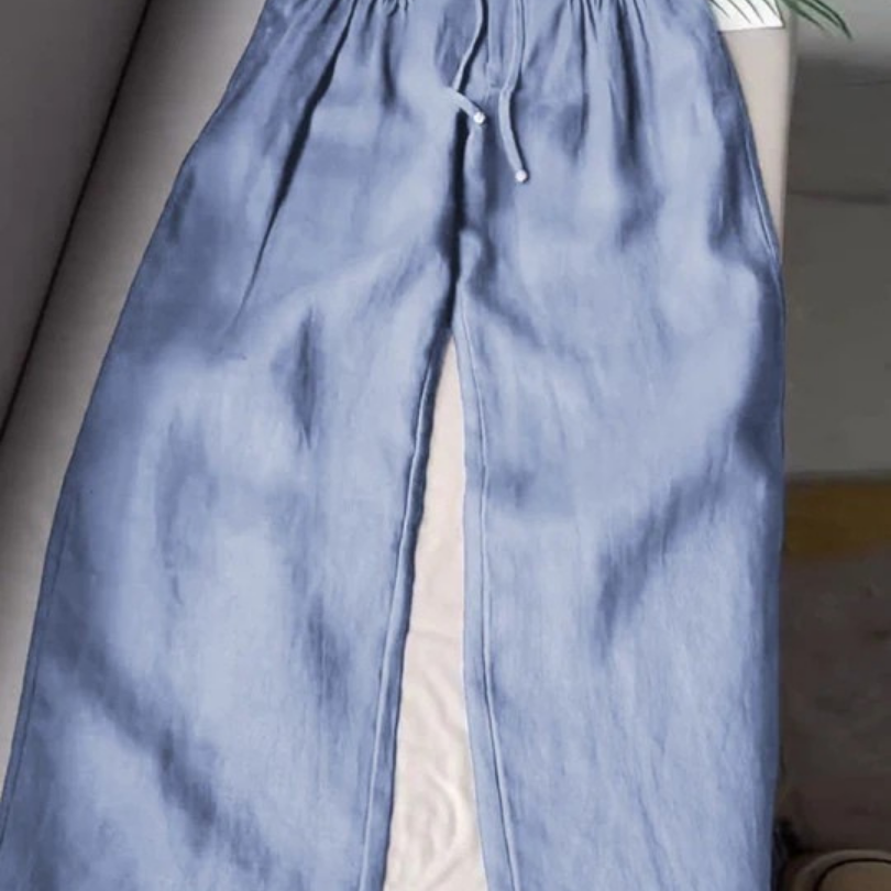 Camille | Pantalon large en coton et lin mélangés