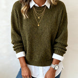 Cyrielle | Pull avec col de chemise et design patchwork