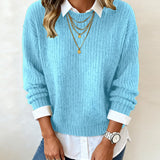 Cyrielle | Pull avec col de chemise et design patchwork
