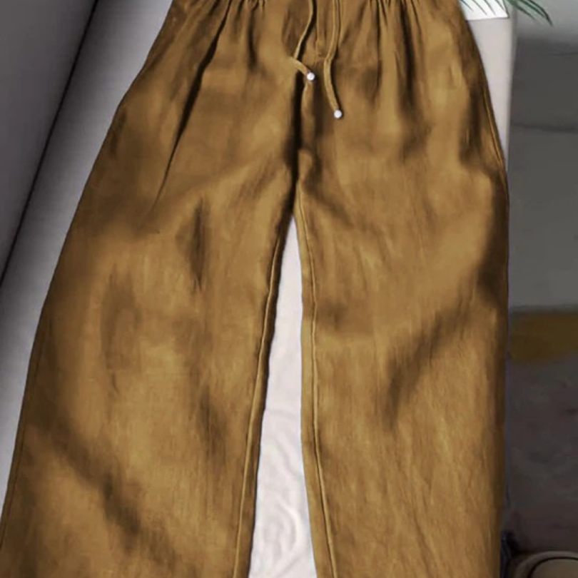 Camille | Pantalon large en coton et lin mélangés