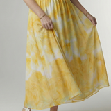 Sanja | Robe midi à bretelles avec taille froncée