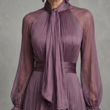 Monika | Robe Maxi avec Nœud et Col