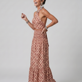 Ivana | Robe Midi Découpée à Motif Géométrique