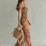 Snežana | Robe midi avec des manches volantées et une fente