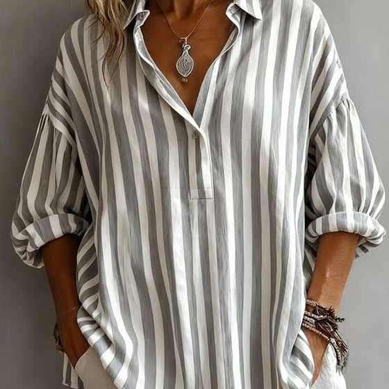 Nora | Blouse Rayée Légère avec Col