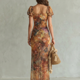 Snežana | Robe midi avec des manches volantées et une fente