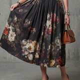 Teodora | Robe midi à motifs floraux et décolleté haut