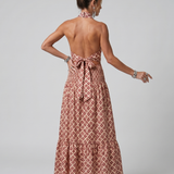 Ivana | Robe Midi Découpée à Motif Géométrique