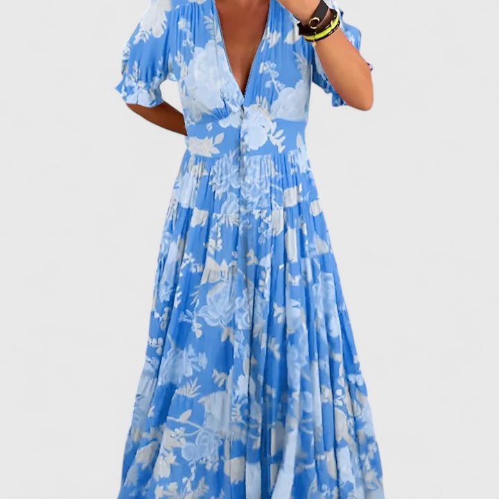 Minelda – Robe fleurie col V