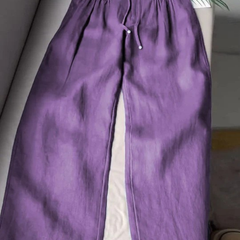 Camille | Pantalon large en coton et lin mélangés