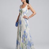 Biljana | Robe midi à motifs floraux avec décolleté carré