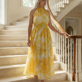 Sanja | Robe midi à bretelles avec taille froncée