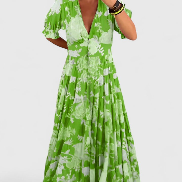 Minelda – Robe fleurie col V