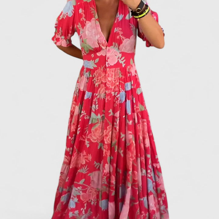 Minelda – Robe fleurie col V