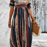 Noèle - Robe Midi Rayée Camouflante du Ventre