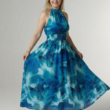 Sanja | Robe midi à bretelles avec taille froncée