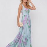Robe Midi Sans Manches en Satin avec Décolleté Carré et Plis Élégants