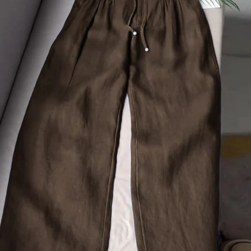 Camille | Pantalon large en coton et lin mélangés