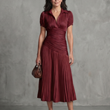 Ivana | Robe midi avec taille froncée