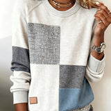 Sidonie | Sweatshirt décontracté à col rond en contraste de couleurs