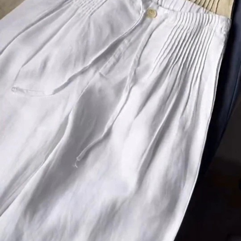 Camille | Pantalon large en coton et lin mélangés