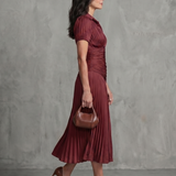 Ivana | Robe midi avec taille froncée