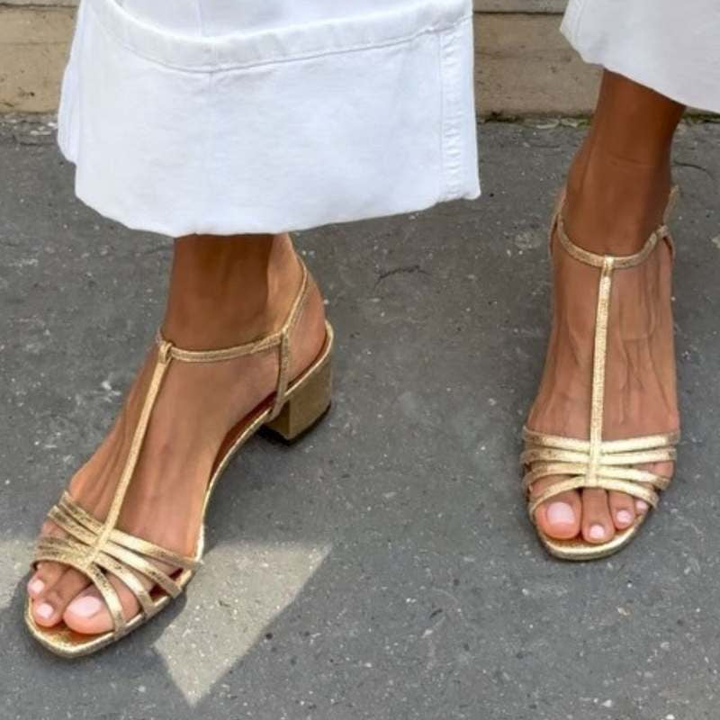Allegra | Sandales Dorées Élégance Quotidienne