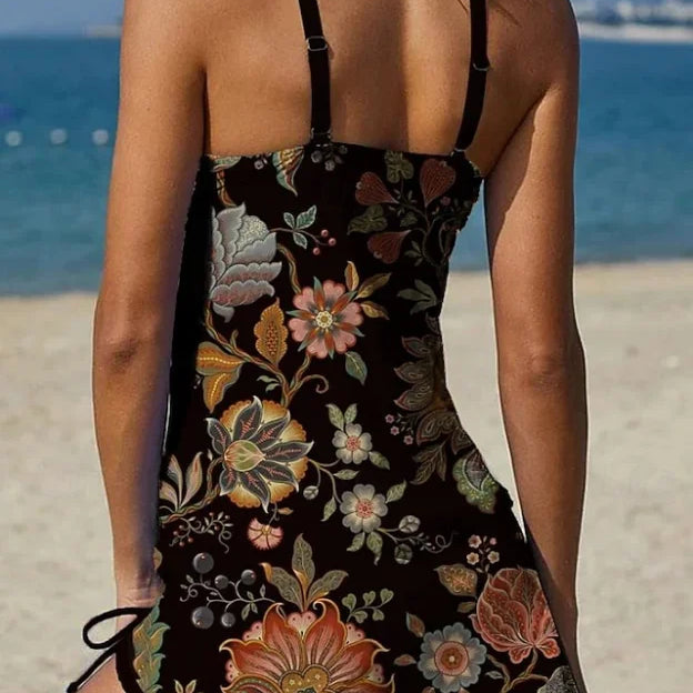 Fiesta – Tankini graphique fleuri avec short, effet ventre plat