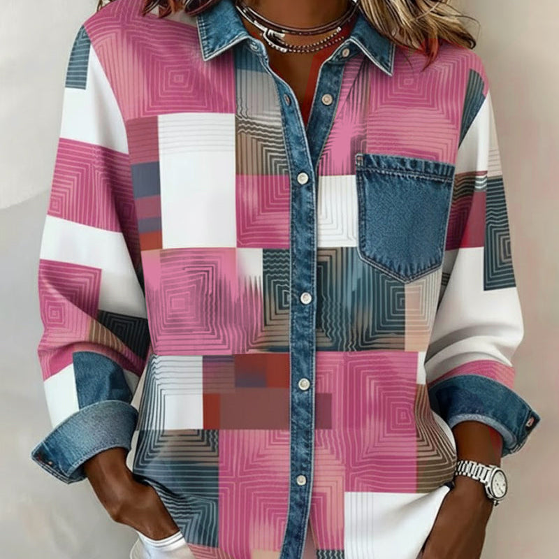 Séraphine | Chemise Color Block avec Col Fashion