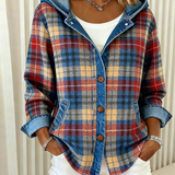 Émeline | Veste à carreaux à la mode avec capuche